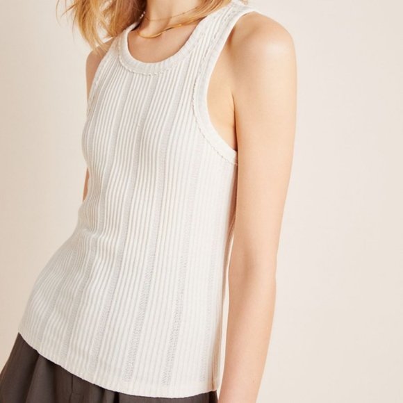 Anthropologie Cream Ribbed Tank - Picture 4 of 5